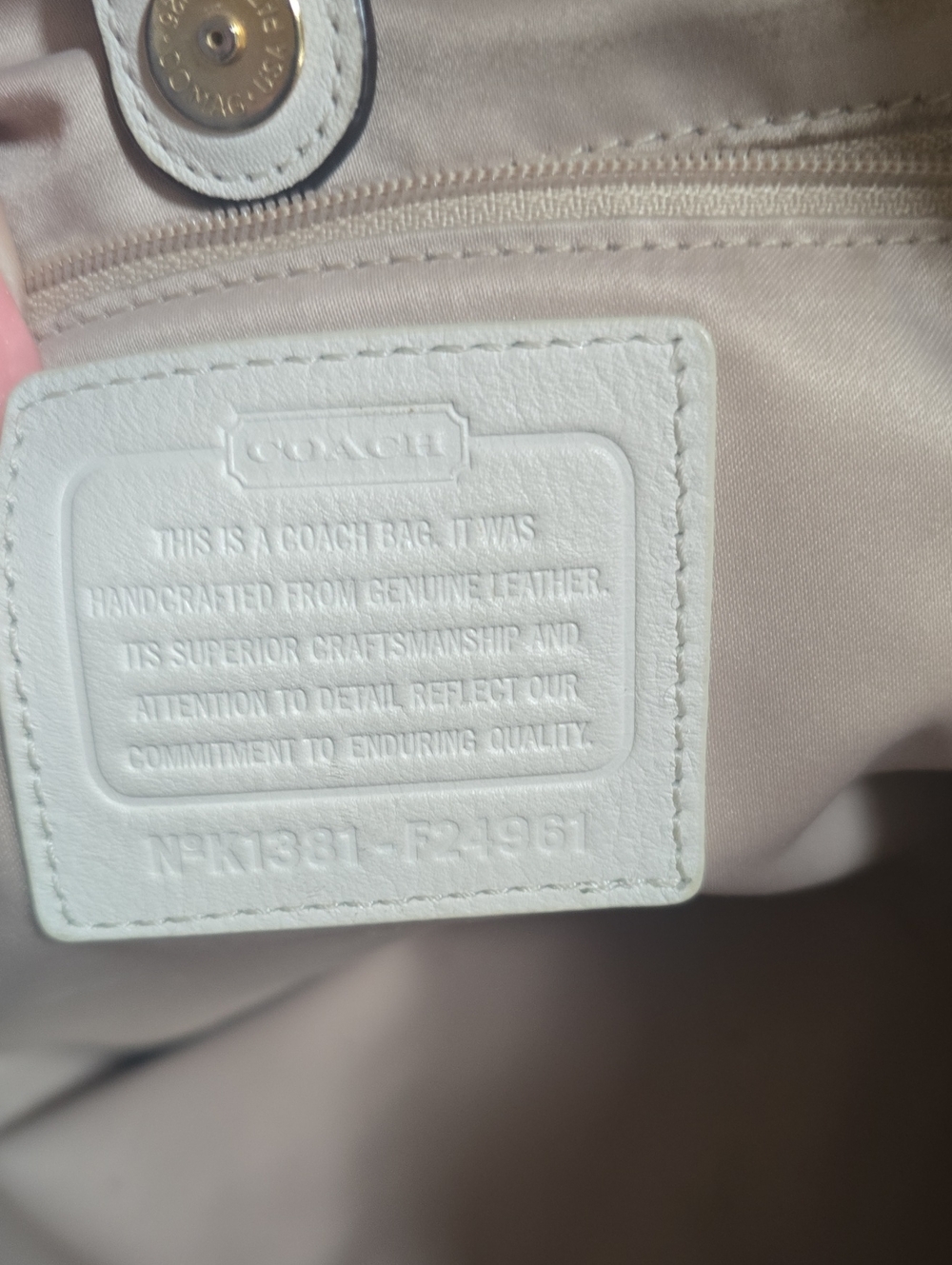 Coach Cream Shoulder Bag with Buckle Detail - Picture 3 of 5